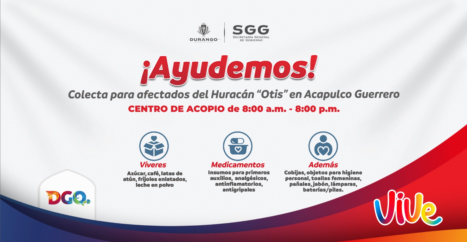Centro de acopio para damnificados por el Huracán Otis en Guerrero